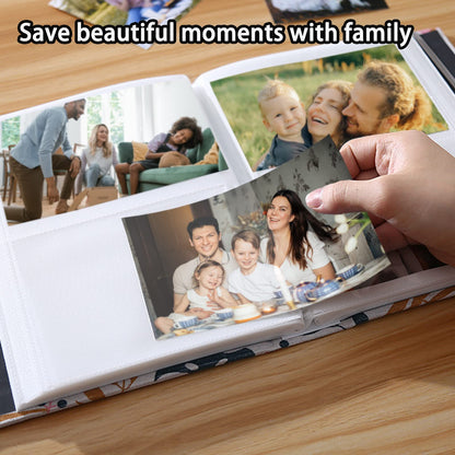 Photo Album 4x6 200 Photos Linen Cover Picture Photo Book for Family Wedding Anniversary Baby Vacation (200 Photos (4x6), Green Leaves)