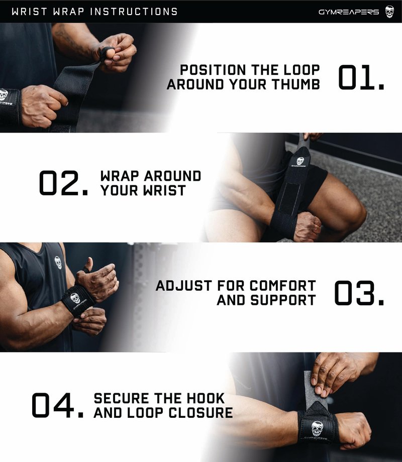 Gymreapers Weightlifting Wrist Wraps, Black/Black, 18", One Size