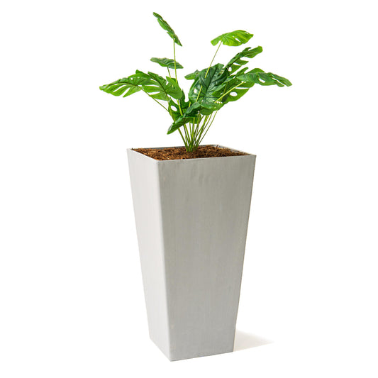 XBrand Modern 28-Inch Square Planter, Modern Tapered Perfect for Indoor & Outdoor, Patio Décor, Set of 2, Gray