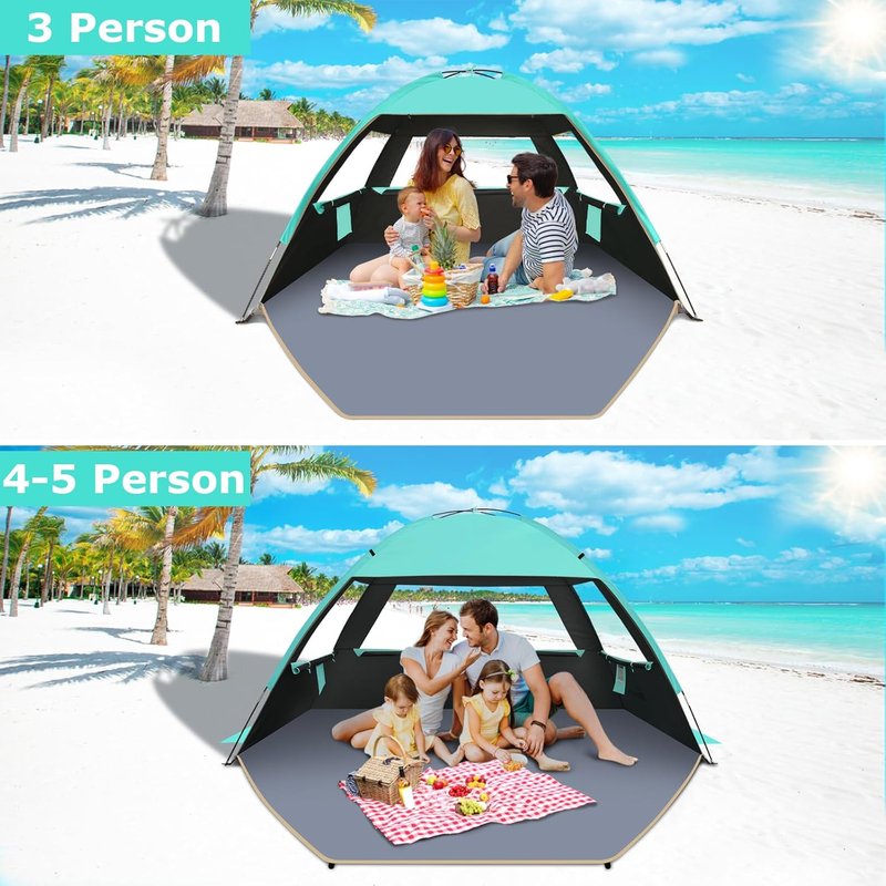 Beach Tent Sun Shelter for 3-10 People | UPF 50+ UV Protection, Lightweight & Easy Setup