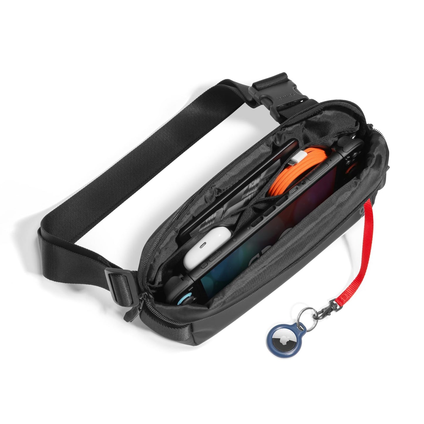 tomtoc Compact EDC Sling Bag, Minimalist Chest Shoulder Crossbody Sling Backpack for Men Women, fits Switch 2 or ipad mini 7, Lightweight Everyday Carry Bag for Tactical, Travel, Work, Sport, Black