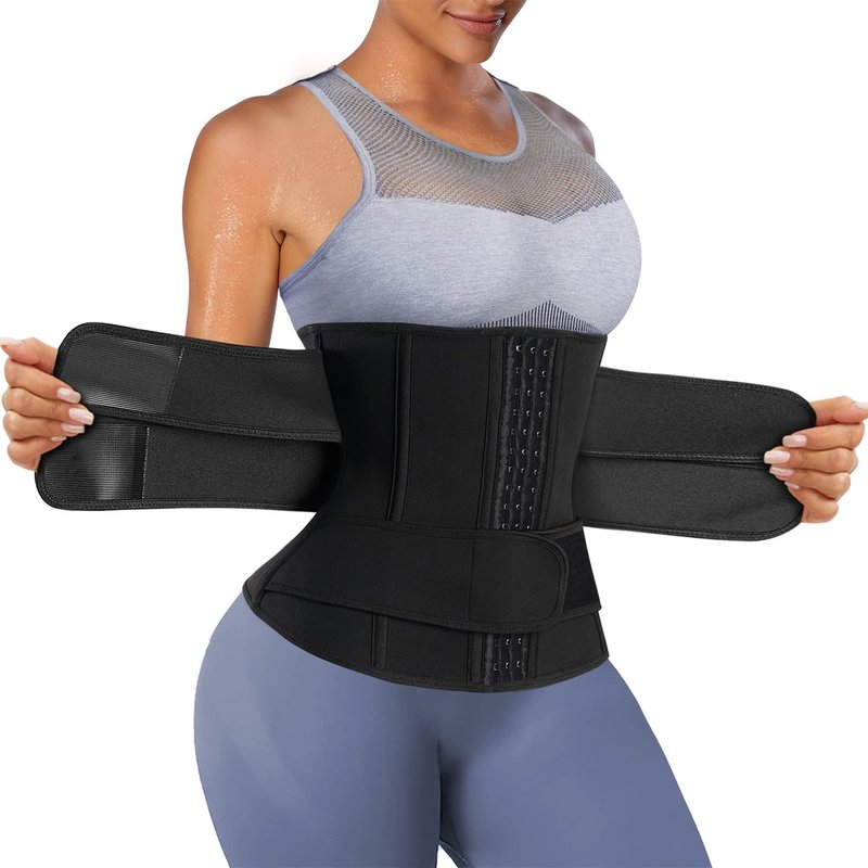 Eleady Wowen Sauna Waist Trainer Trimmer Belt for Weight Loss Corset Slimming Body Shaper Cincher Workout Sweat Sport Girdles (Black, Medium)