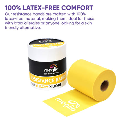 Meglio Resistance Bands Roll - Latex Free Exercise Bands for Building Strength, Pilates Band for Fitness, Flexibility, Physiotherapy, Stretching & Yoga Bands | (23 Meter)