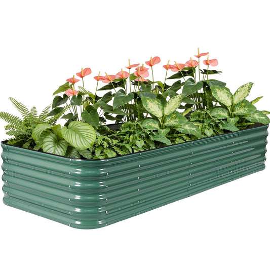 8×3×1.4FT Galvanized Raised Garden Bed Outdoor, Metal Raised Garden Bed Kit, Large Planter Raised Beds, 5 In1 Modular Raised Planter Box Outdoor,Raised Beds for Gardening for Vegetables Flowers Herbs