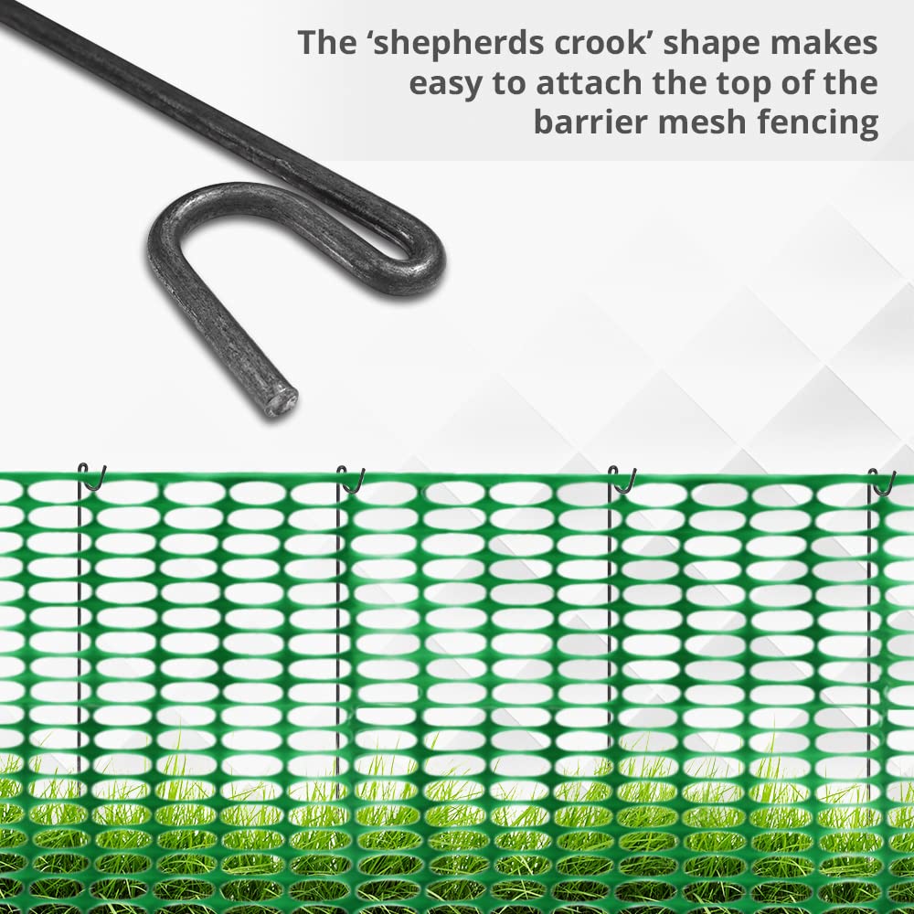 ANSIO Fencing Pin 1.2m Long 8mm Thick Steel Fencing Pins Road Pins Non-Galvanised Metal Pins for Temporary Outdoor Garden Decking & Fencing (10 Pack)