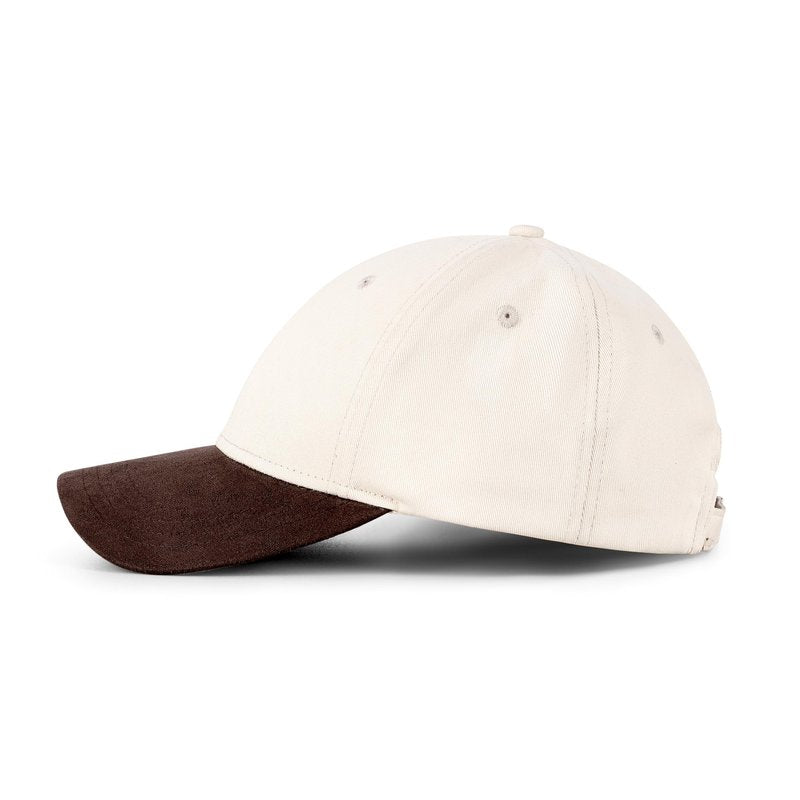Mens Cap, Plain Baseball Cap, 100% Cotton, Adjustable Size, Casual Hat, Two Tone Color Combinations (White & Brown)