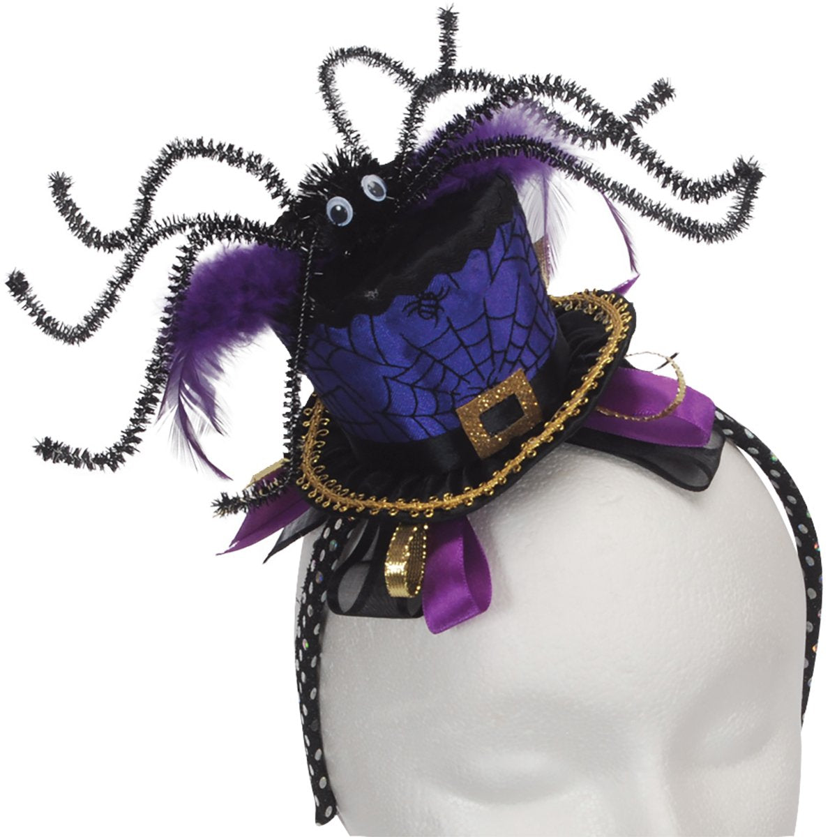 Loftus International Halloween Steampunk Spider Witch Mini Top Hat Headband, Blue Purple, One Size Novelty Item