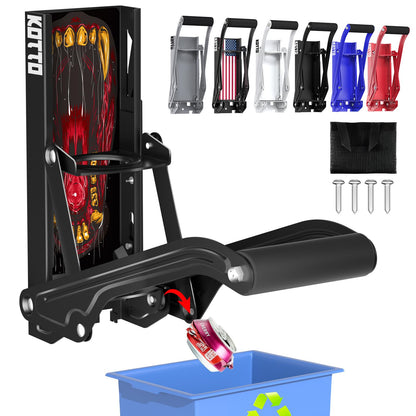 Can Crusher with Auto Drop Recycling | Built-in Bottle Opener | Crushes 12-16oz Cans | Includes Kitchen Storage Bag | Heavy Duty Metal Design, Space Saving & Hands-Free Operation- Halloween gifts