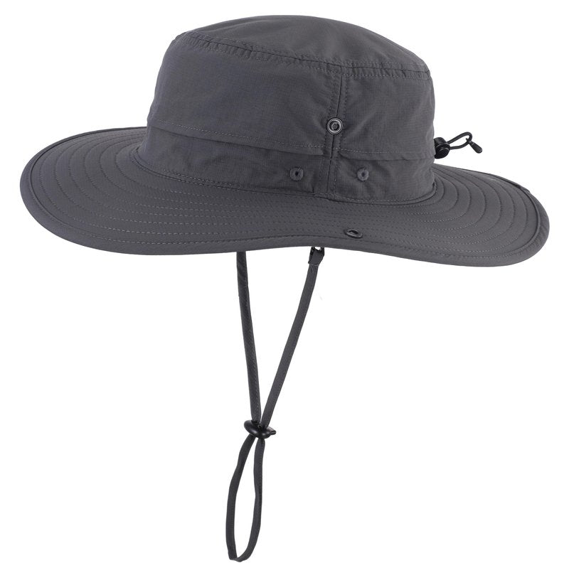 Connectyle Men's Cowboy Sun Hat Wide Brim Fishing Hiking Camping Gardening Hat UV Protection Outdoor Summer Sun Hat Dark Grey