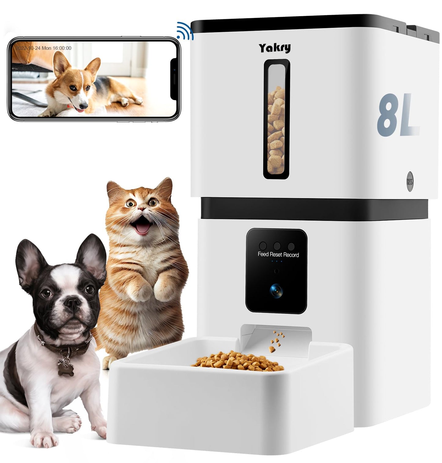 Automatic Dog Feeder with Camera WiFi: 33 Cups 5G App Control Easy Setup Cat Food Dispenser - HD 1080P Video Recording Timed Pet Feeder for Cat Dog Small-Pet
