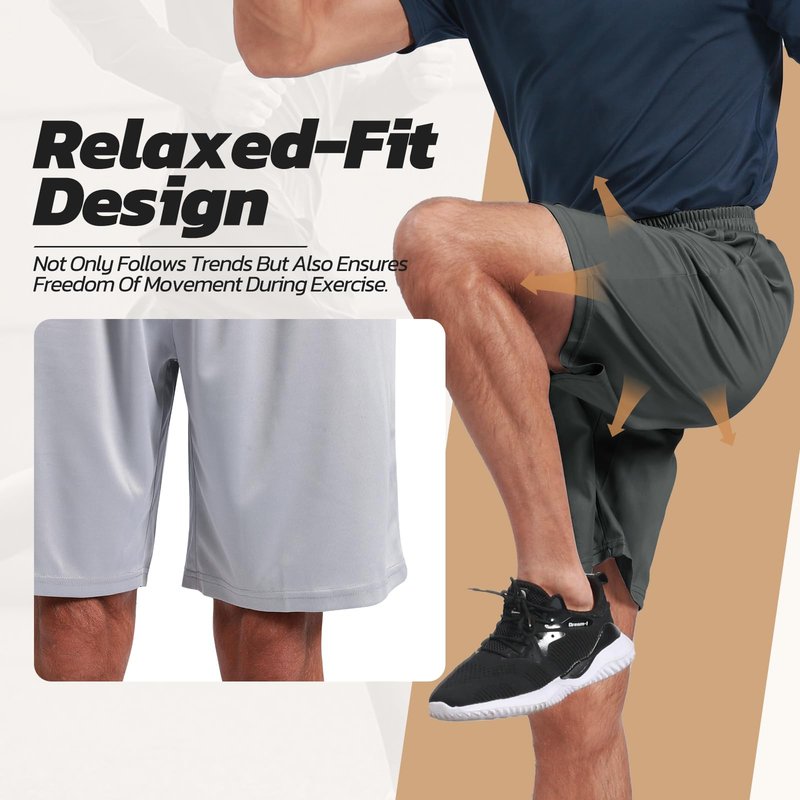 BOOJO 3 Pack Gym Basketball Mens Shorts - Quick Dry Black Workout Athletic Shorts with Pockets for Casual Running(S-6XL)