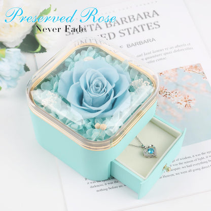 Beferr Valentines Day Gifts for Her Preserved Real Rose with Necklace Eternal Roses Forever Flowers for Delivery Prime Mothers Anniversary Birthday Gifts for Women Mom Grandma Wife Daughter Girlfriend