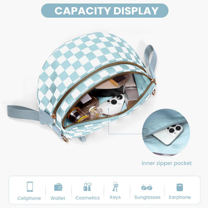Checkered Crossbody Bum Bags for Women Nylon Checkered Purse Checkerboard Fanny Pack