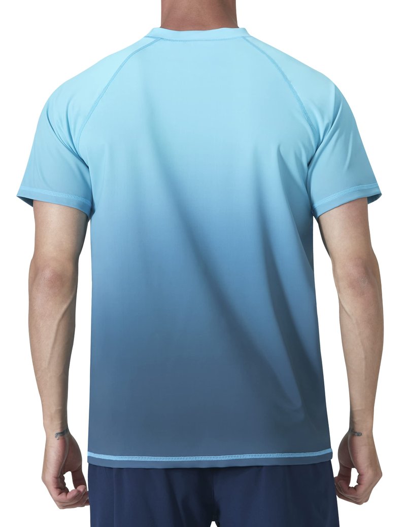Men's Rash Guard Swim Shirts Summer UPF 50+ UV Sun Protection Quick Dry Beach Fishing Water Shirts T Shirts for Men(Blue Gra,L)