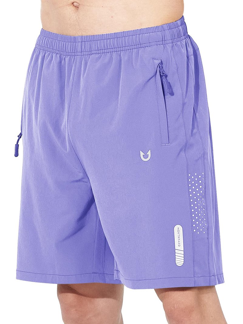 NORTHYARD Men's Athletic Running Shorts Gym Workout 7"/9"/5" Quick Dry Lightweight Sports Basketball Tennis 3 Zipper Pockets Violet 2XL