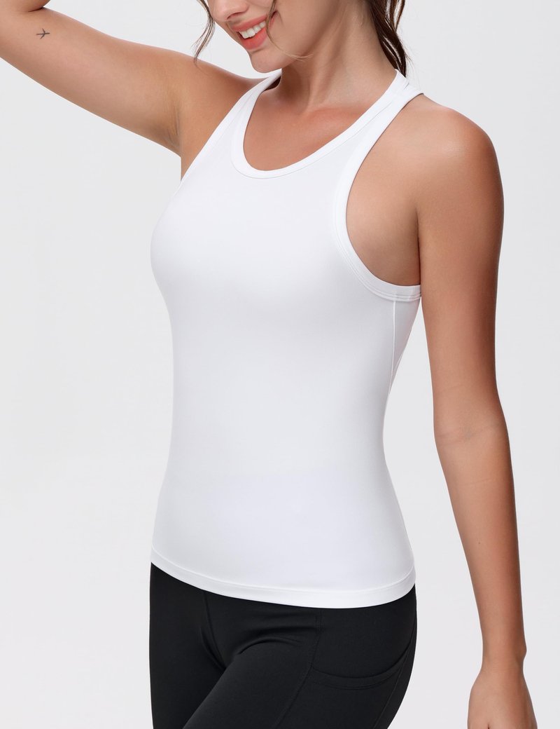 THE GYM PEOPLE Women's Racerback Workout Tank Tops Slim Fit Soft Sleeveless Yoga Shirts White