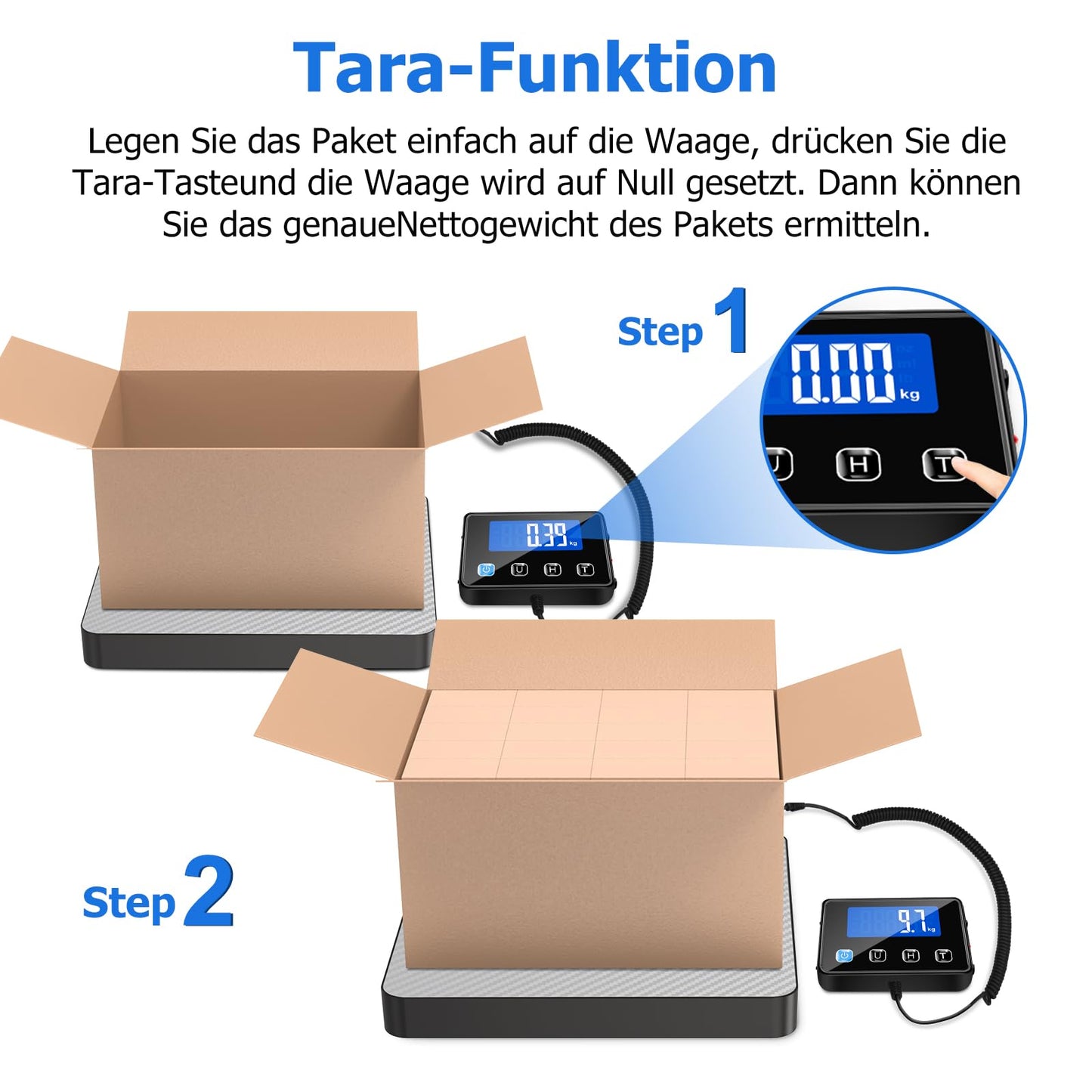 KUAIVO Parcel Scale, High Precision Platform Scales 200 kg/10 g with LCD/Hold/Tare Function, Stainless Steel Postal Scales for Packages, Luggage, Warehouse, Business and Home Use, Rechargeable