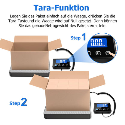 KUAIVO Parcel Scale, High Precision Platform Scales 200 kg/10 g with LCD/Hold/Tare Function, Stainless Steel Postal Scales for Packages, Luggage, Warehouse, Business and Home Use, Rechargeable
