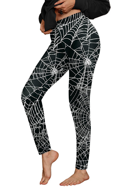 For G and PL Halloween Women Graphic High Waist Tights Soft Casual Printed Yoga Skinny Pants Cobweb M