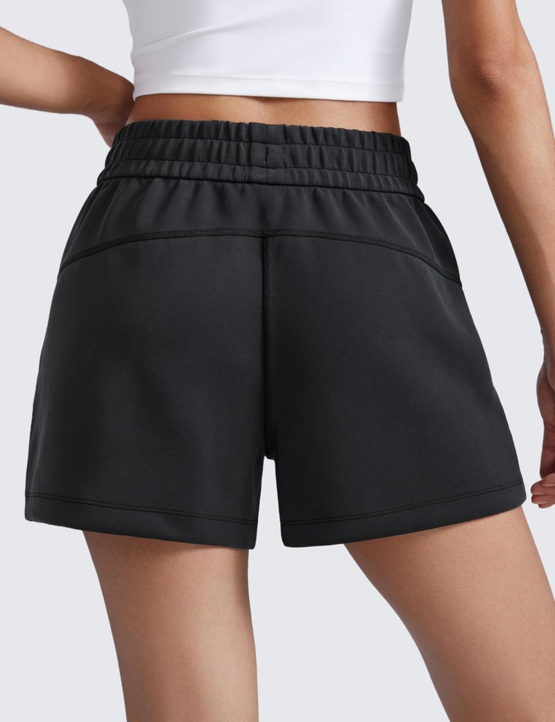 CRZ YOGA SoftAura Sweat Shorts for Women 4" - High Waisted Modal for Casual Lounge Athletic with Pockets Drawstring Black Medium