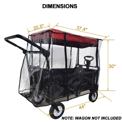 Rain Cover for Wagon Clear Plastic Awning for Collapsible Beach Folding Utility Grocery Push Wagon Cart Garden Accessories Foldable