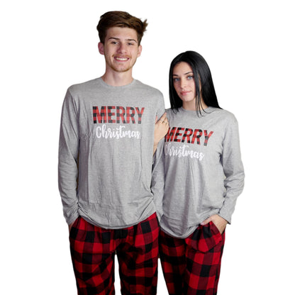 USBD Family Matching Pajama Sets Buffalo Plaid Couple Matching PJ Set Festive Holiday PJs for Men Women (Gray Men, X-Large)