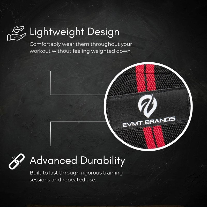 EVMT Premium Wrist Wraps for Weightlifting | Durable Lifting Straps for Enhanced Wrist Support | Perfect for Strength Training, Gym Workouts & General Athletics