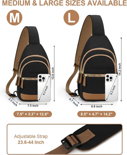 Capolo Sling Bag for Women Men Waterproof Crossbody Bags for Women Trendy Casual Fanny Pack with Convertible Shoulder Strap Chest Bag for Travel Hiking(Black, Medium)