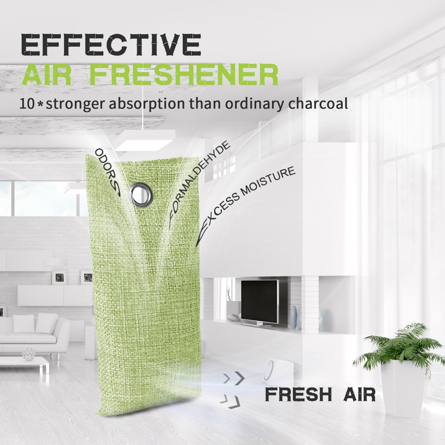 CLEVAST Bamboo Charcoal Air Purifying Bags (6×75g), Removes Odors and Moisture, Nature Fresh Air Purifier Bags, Deodorizer Eliminator, Purifier for Closet, Shoe, Large Room, Car Air freshener