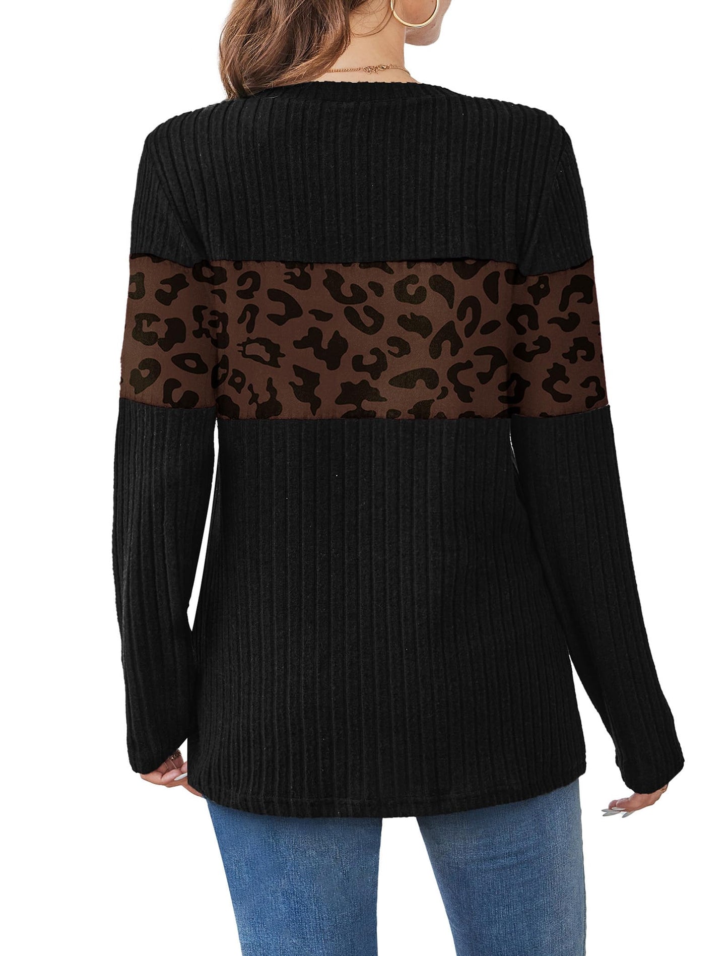 WIHOLL Womens Sweaters Trendy Color Block Tops Long Sleeve Shirts Fall Outfits Early Fall Fashion 2025 Winter Clothing