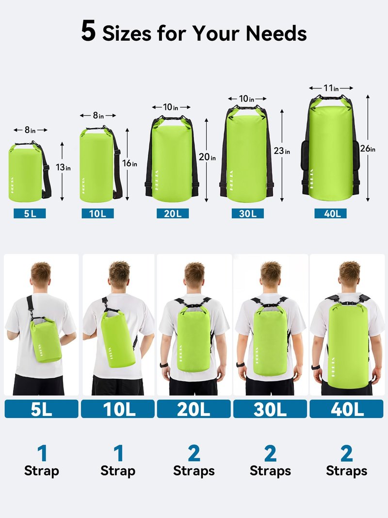 HEETA Waterproof Dry Bag for Women Men, Roll Top Lightweight Dry Storage Bag Backpack with Emergency Whistle for Travel, Kayaking, Boating, Camping, Beach, Cruise Ship Essentials (Lemon Green, 10L)