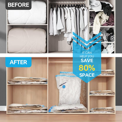 AKLL7S Vacuum Storage Bags with Electric Pump, 12 Pack Space Saver Bags(3 Jumbo/3 Large/3 Medium/3 Small) Vacuum Seal Bags for Clothing, Comforters, Blankets, Travel(Hand Pump Included)