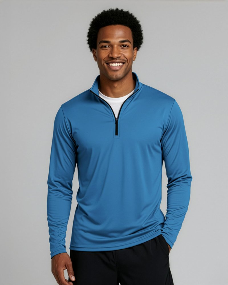 Real Essentials 3 Pack: Men's Dry-Fit Active Quarter Zip Long Sleeve Athletic Performance Pullover (Available in Big & Tall) Set 7 L