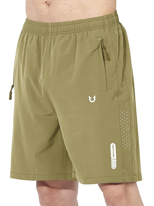NORTHYARD Men's Athletic Running Shorts Gym Workout 7"/9"/5" Quick Dry Lightweight Sports Basketball Tennis 3 Zipper Pockets Khaki L