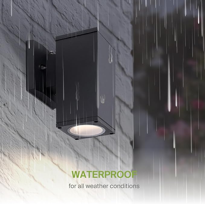 ASD 1 Light Dusk to Dawn Outdoor Wall Light Fixture | 60W E26 Socket 120V ETL Cylinder Up Down Lights | LED/CFL/Incandescent Bulb Exterior Wall Sconce | Front Door, Porch, Patio | Black