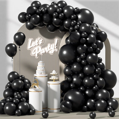 Awenztech 120pcs Black Balloon Arch Kit, 18 12 10 5 inch Black Latex Balloons Different Sizes Balloon Garland for Graduation Halloween Birthday Party Decorations