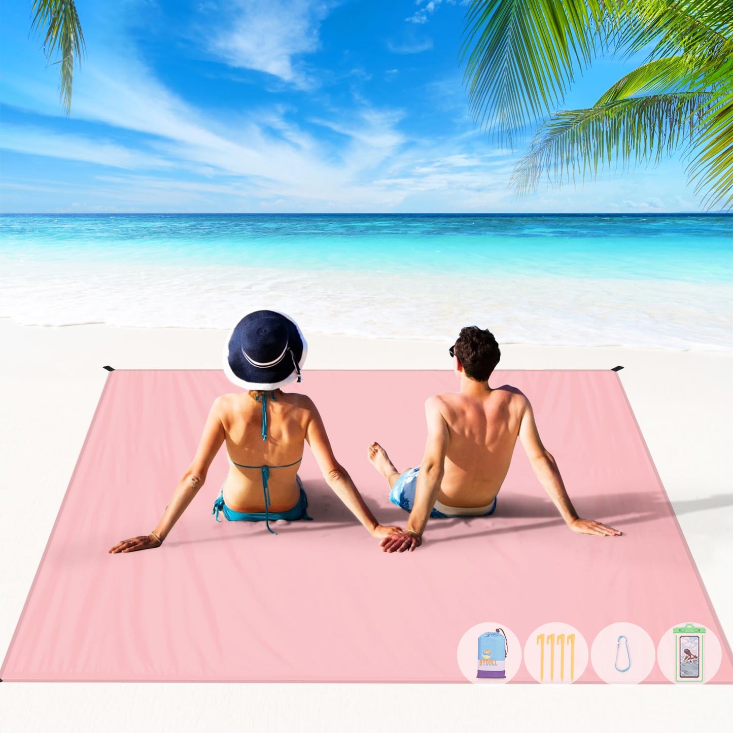 BYDOLL Beach Blanket 10'X9' Waterproof Sandproof Suits1-8 Adults Oversized Lightweight Large Blanket Picnic Mat for Beach Sand Free Travel Camping Hiking Picnic