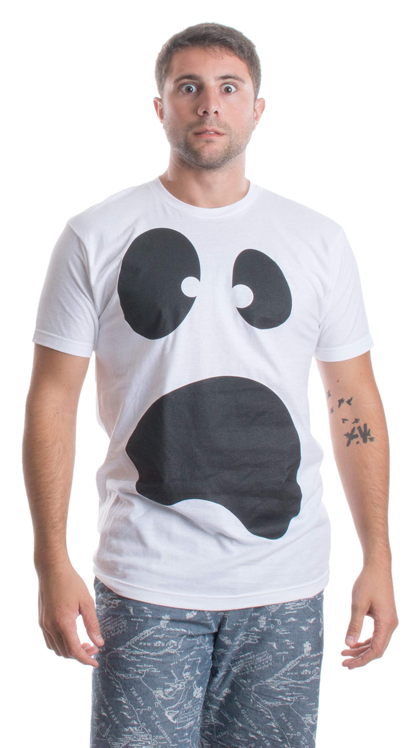 Ann Arbor T-shirt Co. Silly Ghost Face | Spooky Halloween Ghoul Face Easy Costume Unisex T-Shirt-Adult,XL White