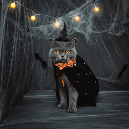 EXPAWLORER Halloween Cat Collar Breakaway with Bells - Adjustable Pet Collars with Detachable Bow Tie, 3 in 1 Holiday Cat Collars Also for Coming Thanksgiving Christmas Decoration Gifts