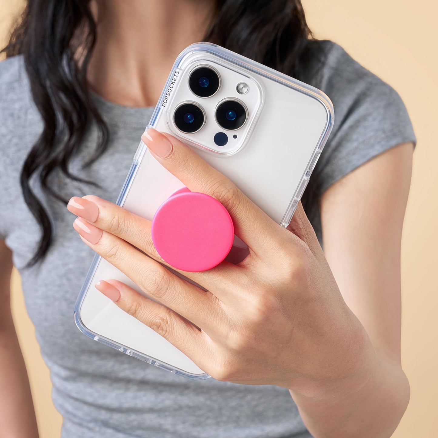 PopSockets Phone Grip with Expanding Kickstand, Adhesive Grip - Neon Pink