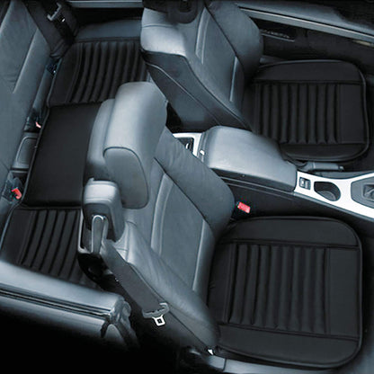Fifth Gear 3pc Universal Front and Rear PU Leather Black Car Seat Cushion Cover Set Anti Slip Breathable Car Seat Pad Bamboo Charcoal Seat Protector Non Slip
