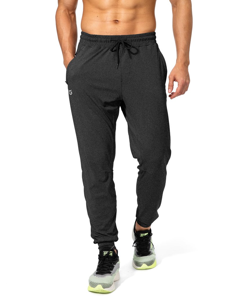 G Gradual Men's Sweatpants with Zipper Pockets Athletic Pants Traning Track Pants Joggers for Men Soccer, Running, Workout(Heathered Black,XL)