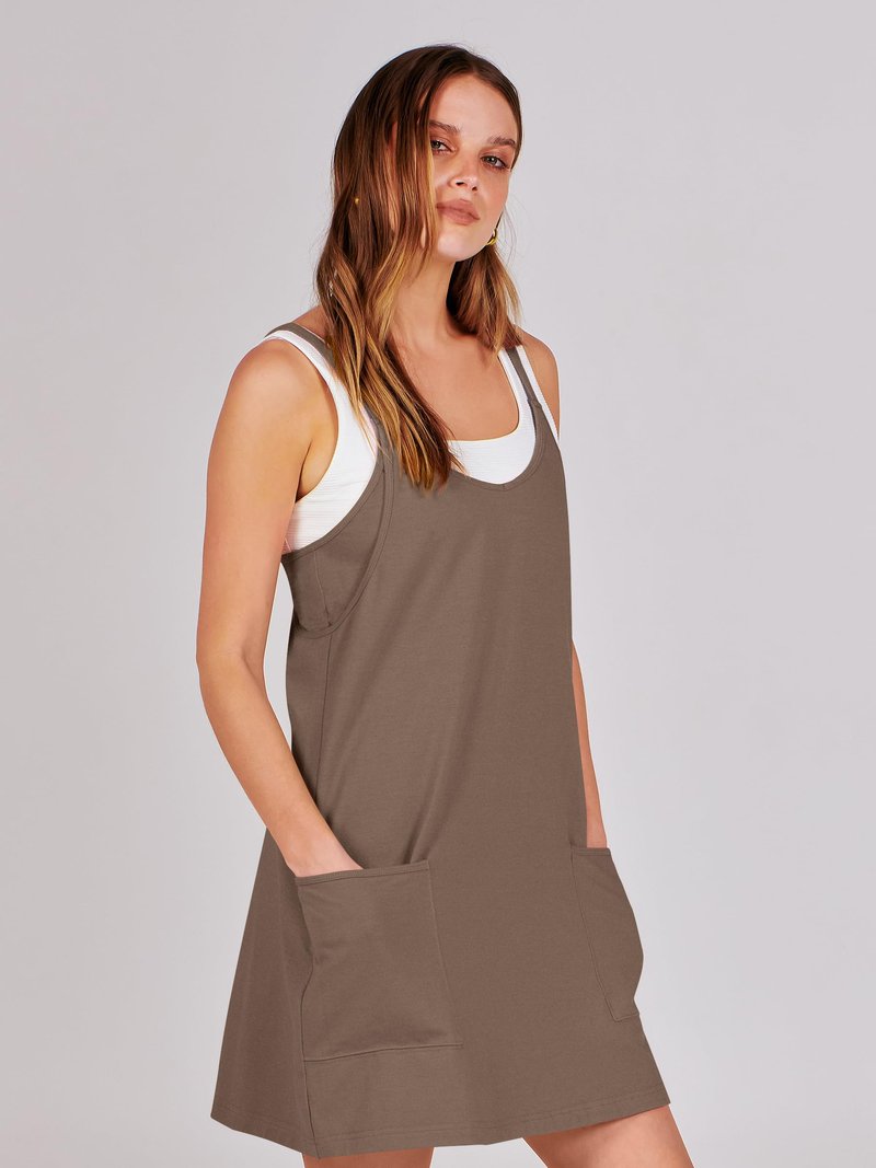 ANRABESS Women Athletic Dress Summer Tennis Workout Active Sports Mini Romper Dress Built in Shorts Travel Vacation Clothes Coffee Small