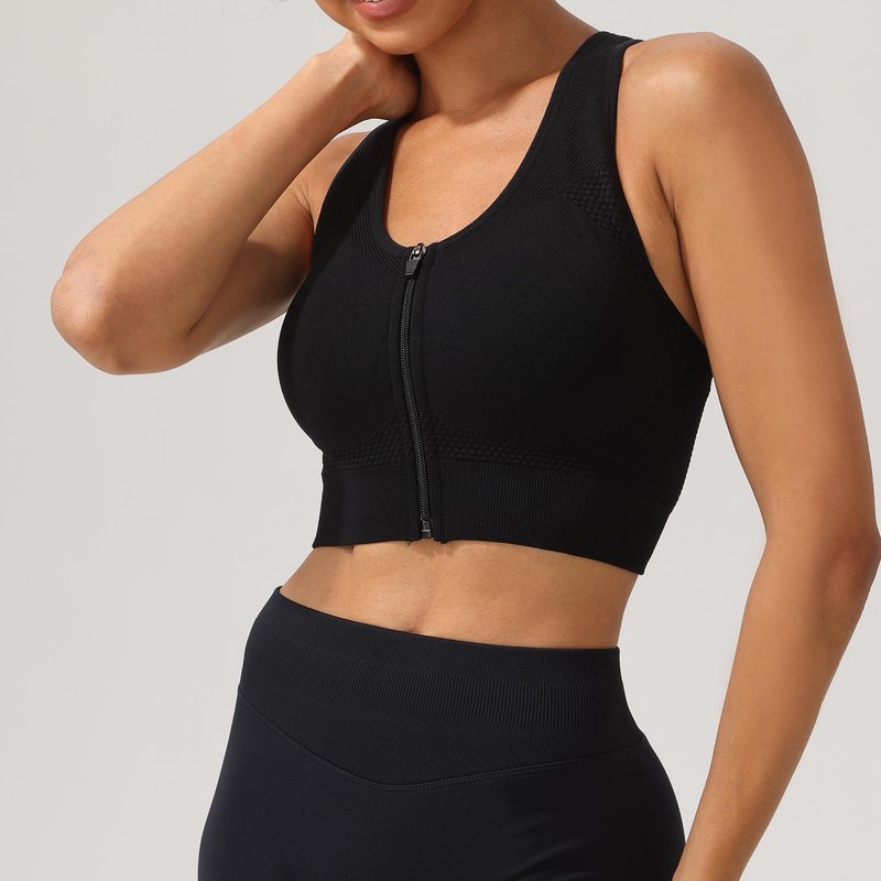 SPORME RUNNING Racerback Padded Sports Bra for Women - Medium Support Zipper Front Workout Bra(3Packs)
