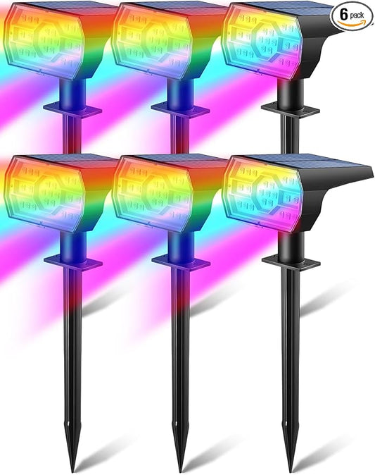 Solar Multicolor Lights Outdoor, 7 Lighting Modes Solar Light Outdoor Waterproof IP68, Color Changing RGB Powered Halloween Lights Outdoor for Garden Yard Patio Landscape Halloween Decorations