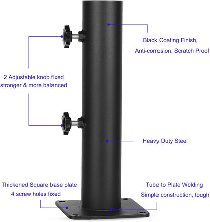 Patio Umbrella Outdoor Base Deck Mount Umbrella Holder Heavy Duty Umbrella Clamp Hand-Turn Knob Umbrella Base Stand for Decks, Docks, Courtyard Balcony, Pontoons, Patios, Pinic Tables Desk
