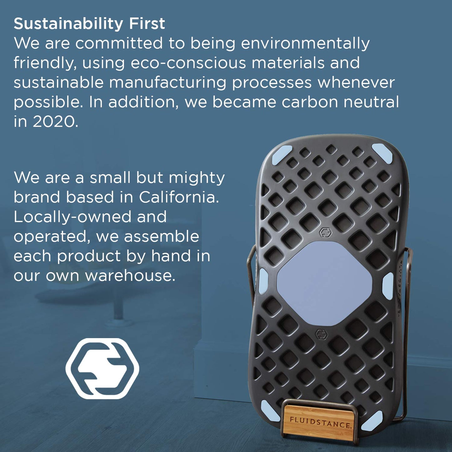 FluidStance Adult Balance Board for Standing Desk - Anti Fatigue USA Made 360 Degree Rocker Wobble Board as Exercise Equipment to Increase Focus & Movement - Sustainable Anti-Slip Plane Standing Board