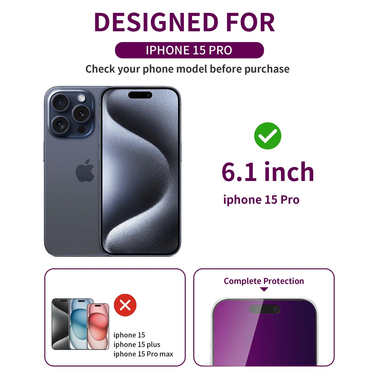 2 Pack Privacy Screen Protector for iPhone 16 Pro Max Tempered Glass 6.9inch Private Saver Anti-Spy Eye Protection Anti-Scratch Full Coverage