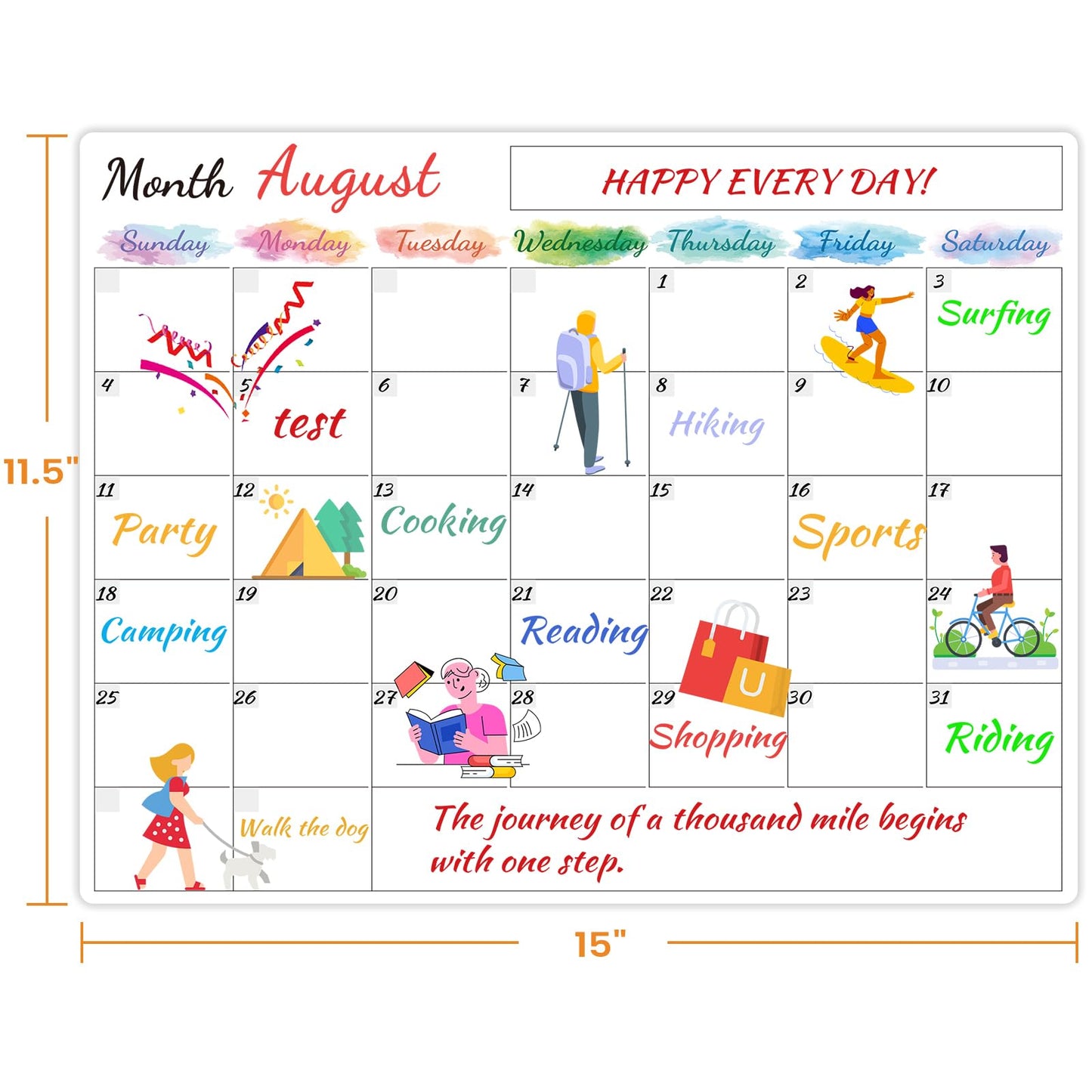 Dry Erase Magnetic Calendar for Refrigerator - 15"x 11.5" Monthly Calendar Whiteboard + 9" x 7" Weekly Planning Board, Fridge Calendar Magnet