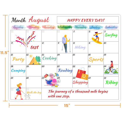 Dry Erase Magnetic Calendar for Refrigerator - 15"x 11.5" Monthly Calendar Whiteboard + 9" x 7" Weekly Planning Board, Fridge Calendar Magnet
